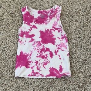 cropped pink tie-dye tank top